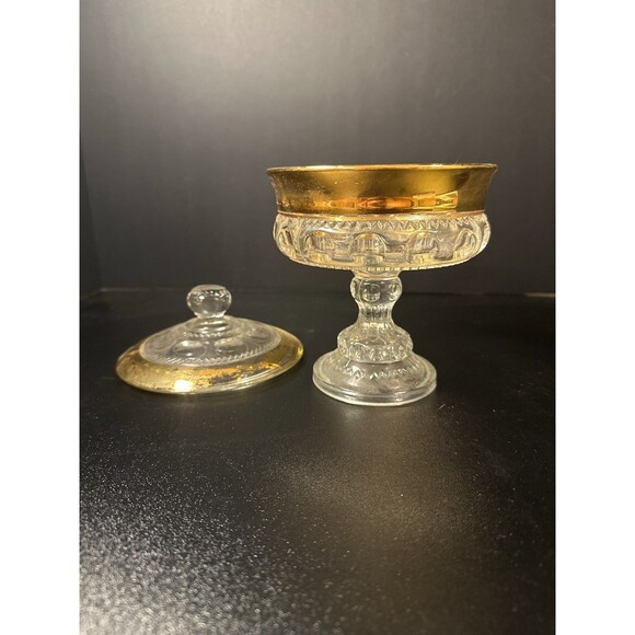 Antique EAPG Gold Flash Covered Compote 7" - Picture 4 of 10